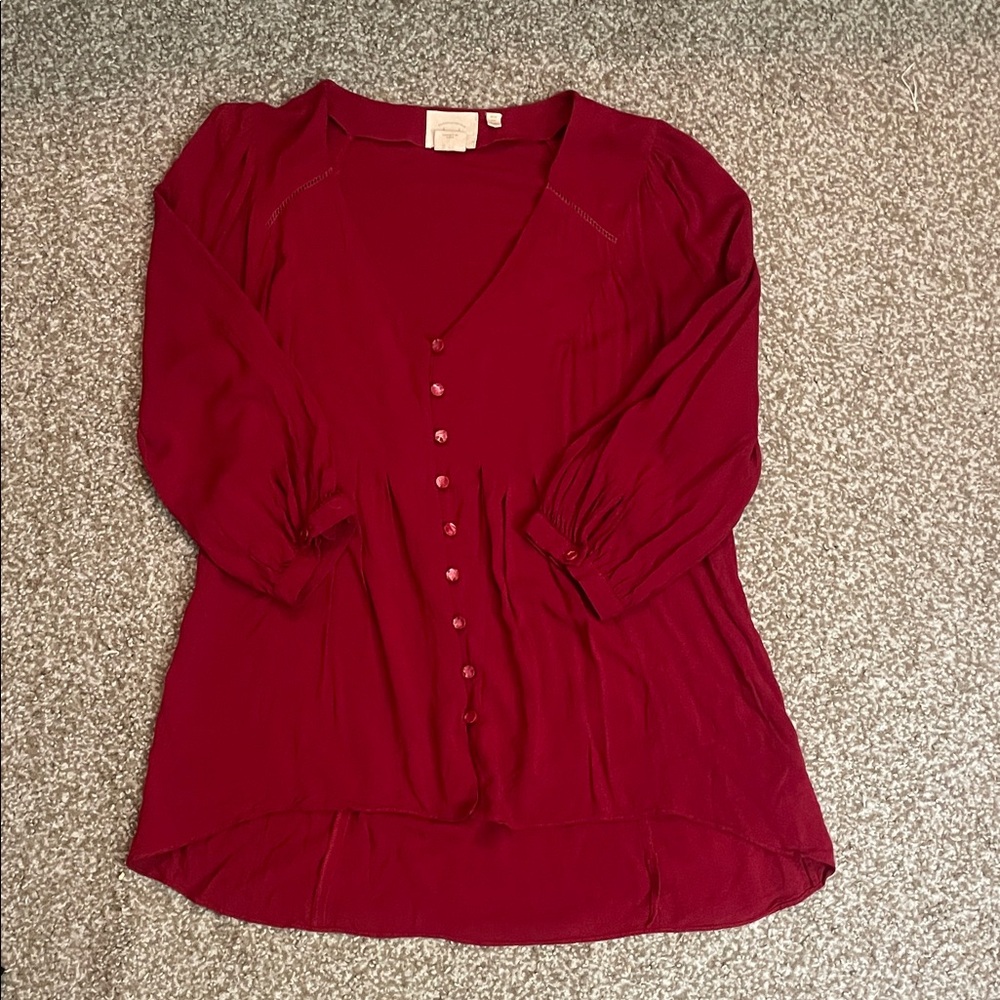 Anthropologie Vanessa & Virginia Long Sleeve Button Down Blouse